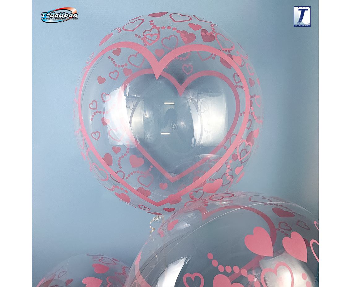 Balon Takara Bubble Balloon - Serca i serduszka, 555 mm/ 10 szt. (rozm. QL 24,0") KK